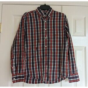 J. CREW Mens Shirt M Tailored Fit Plaid Purple White Long Sleeve